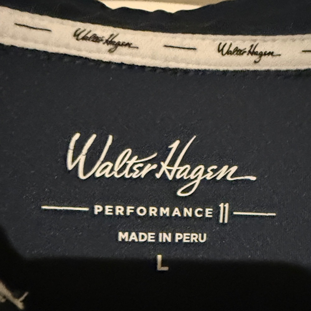 Walter Hagen Geometric Navy and White Polo - Picture 2 of 4